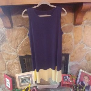 Color block tank dress navy and yellow. Mid knee l